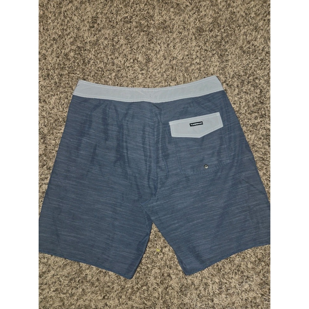 Tunaskin Mens Board Shorts Size 34 Blue Stripes Fishing Performance Swim Trunks - Picture 7 of 9